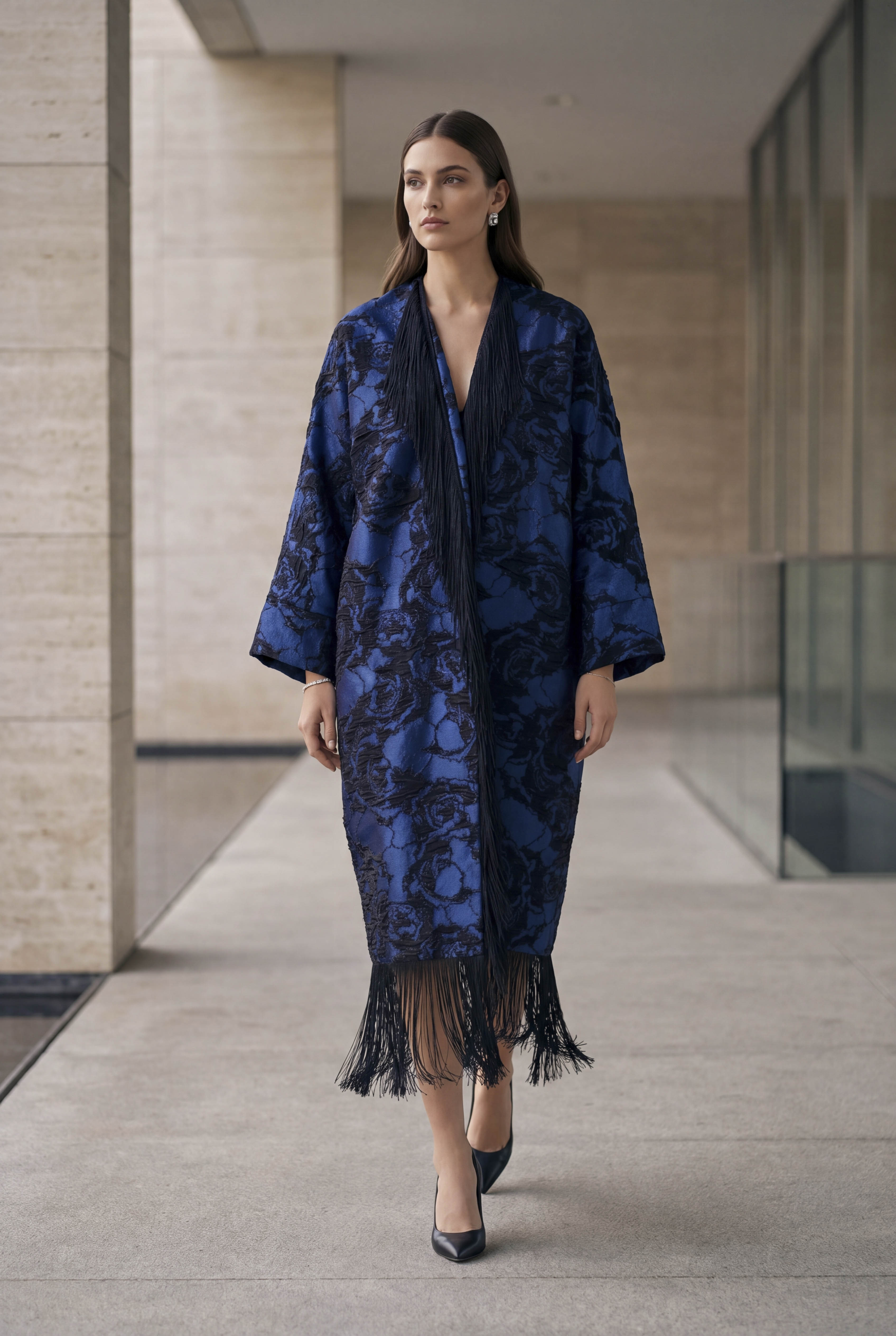 NT Collection Jakarlı Püsküllü Kaftan