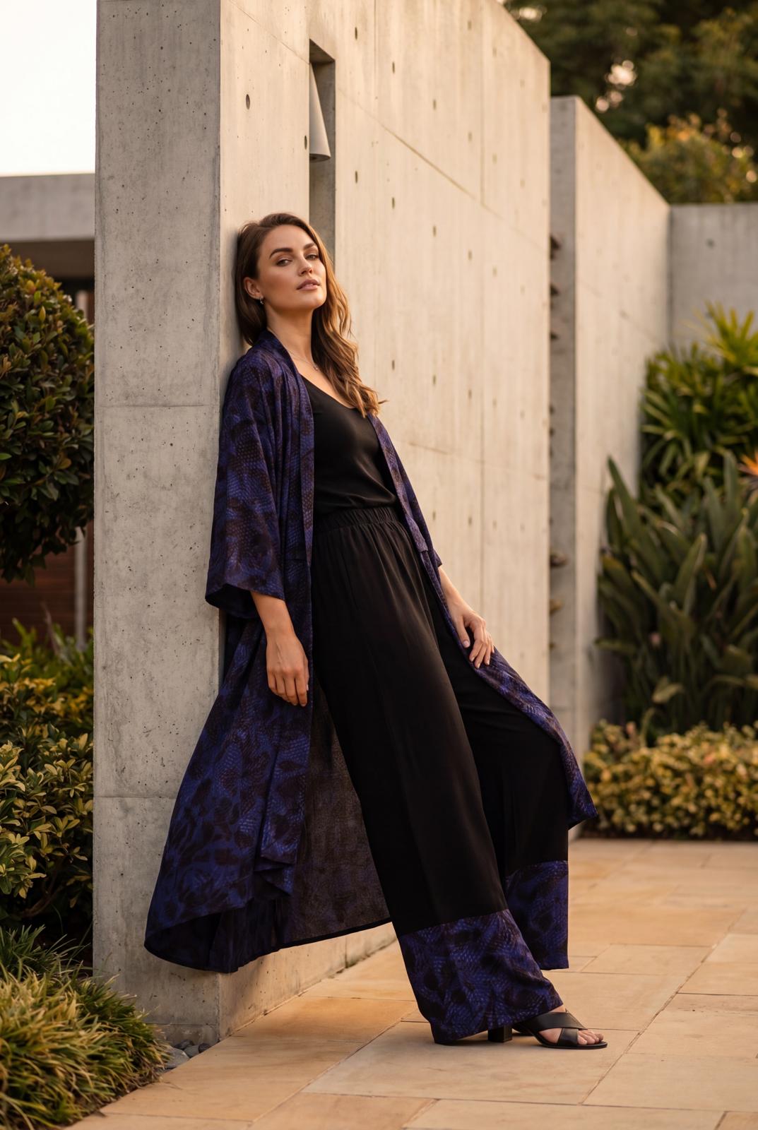 NT Collection Baskı Desenli Kimono & Pantolon Takım