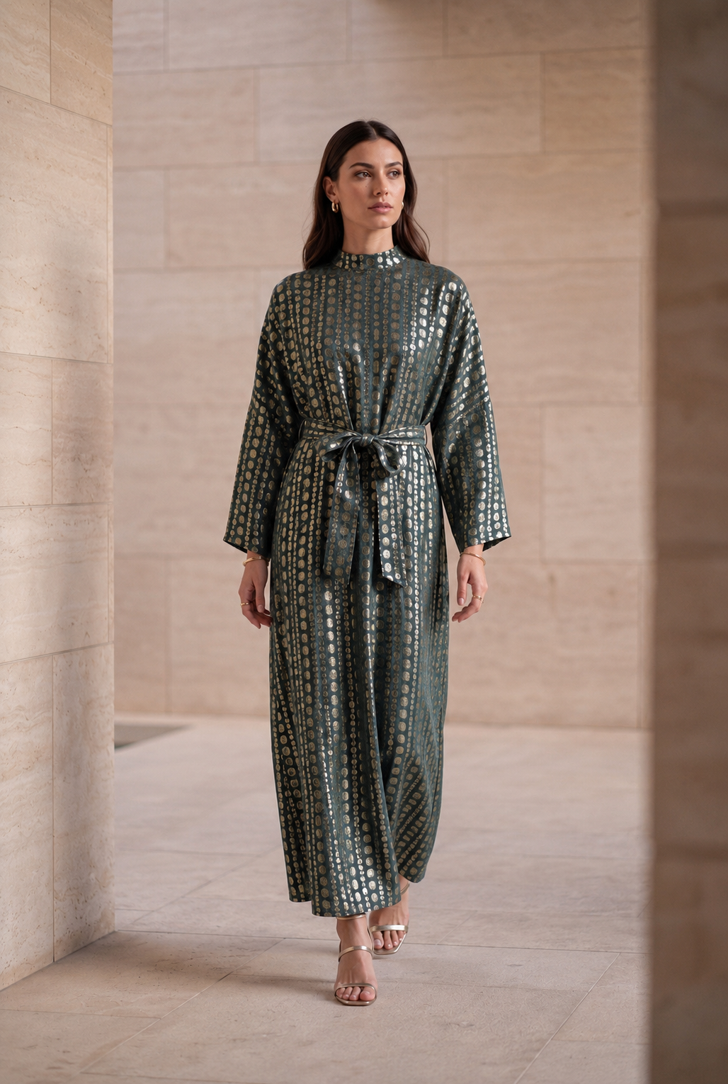NT Collection Jakarlı Puantiye Elbise