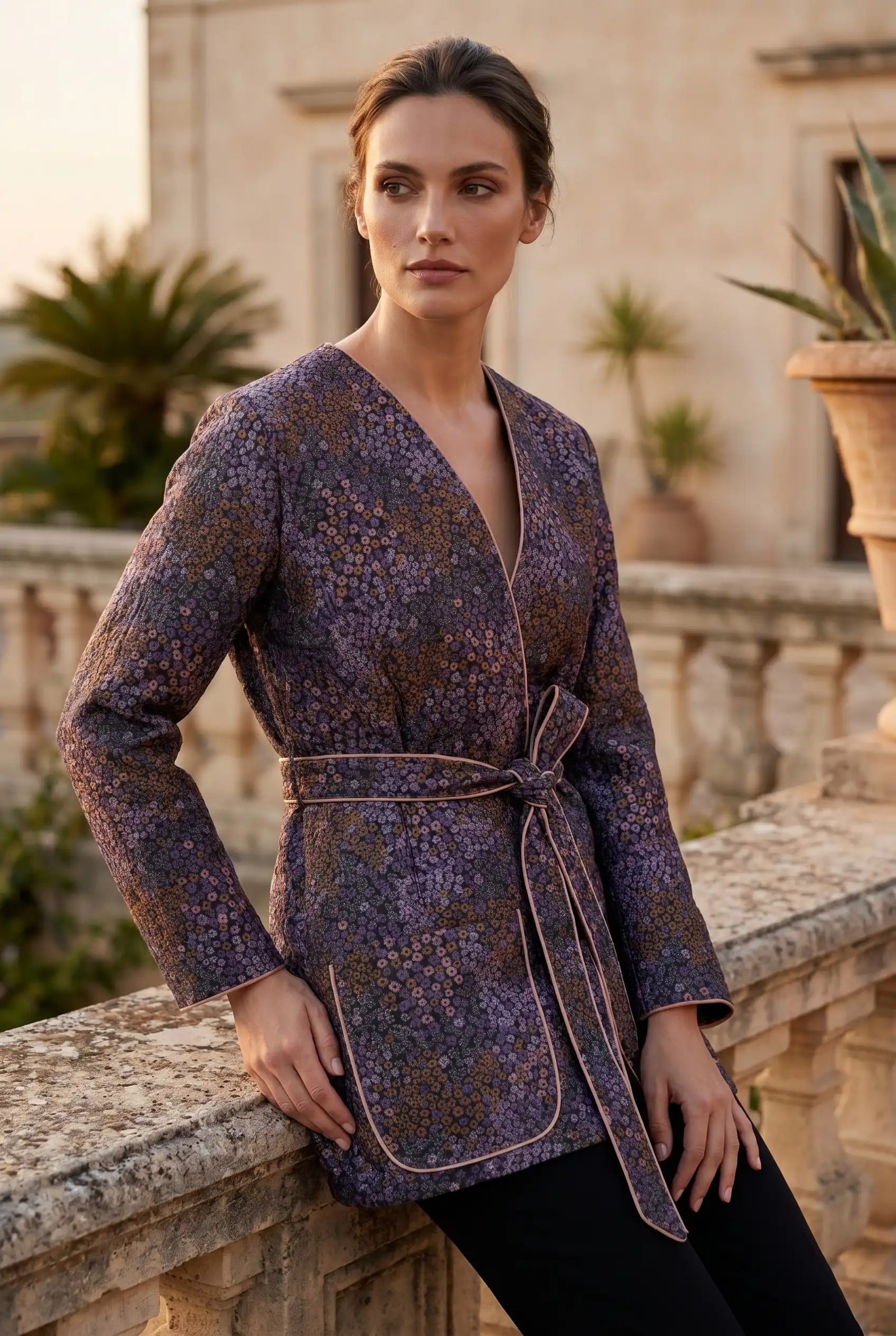 NT Collection Çiçek Desenli Jakarlı Ceket
